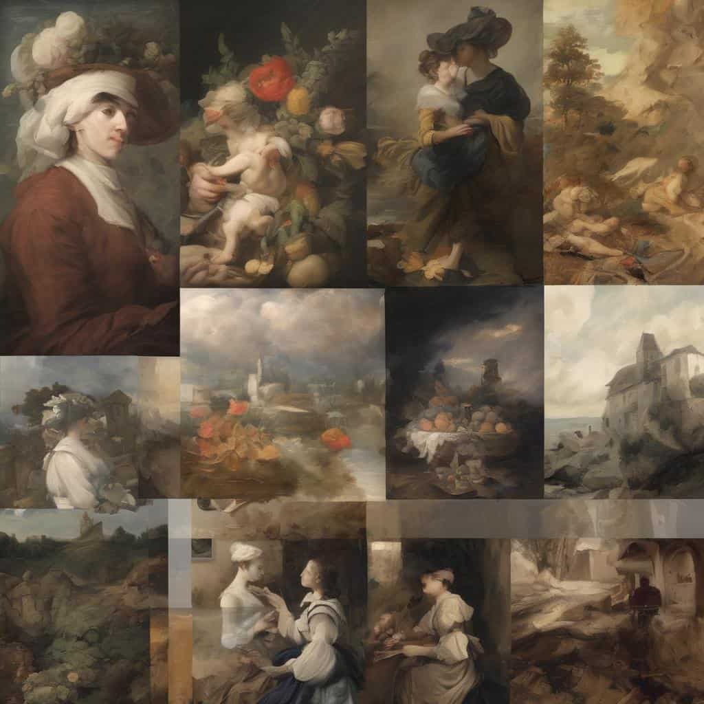 Ομορφικές καλλιτεχνικές φωνές και δημιουργική έκφραση σε πίνακες ζωγραφικής.