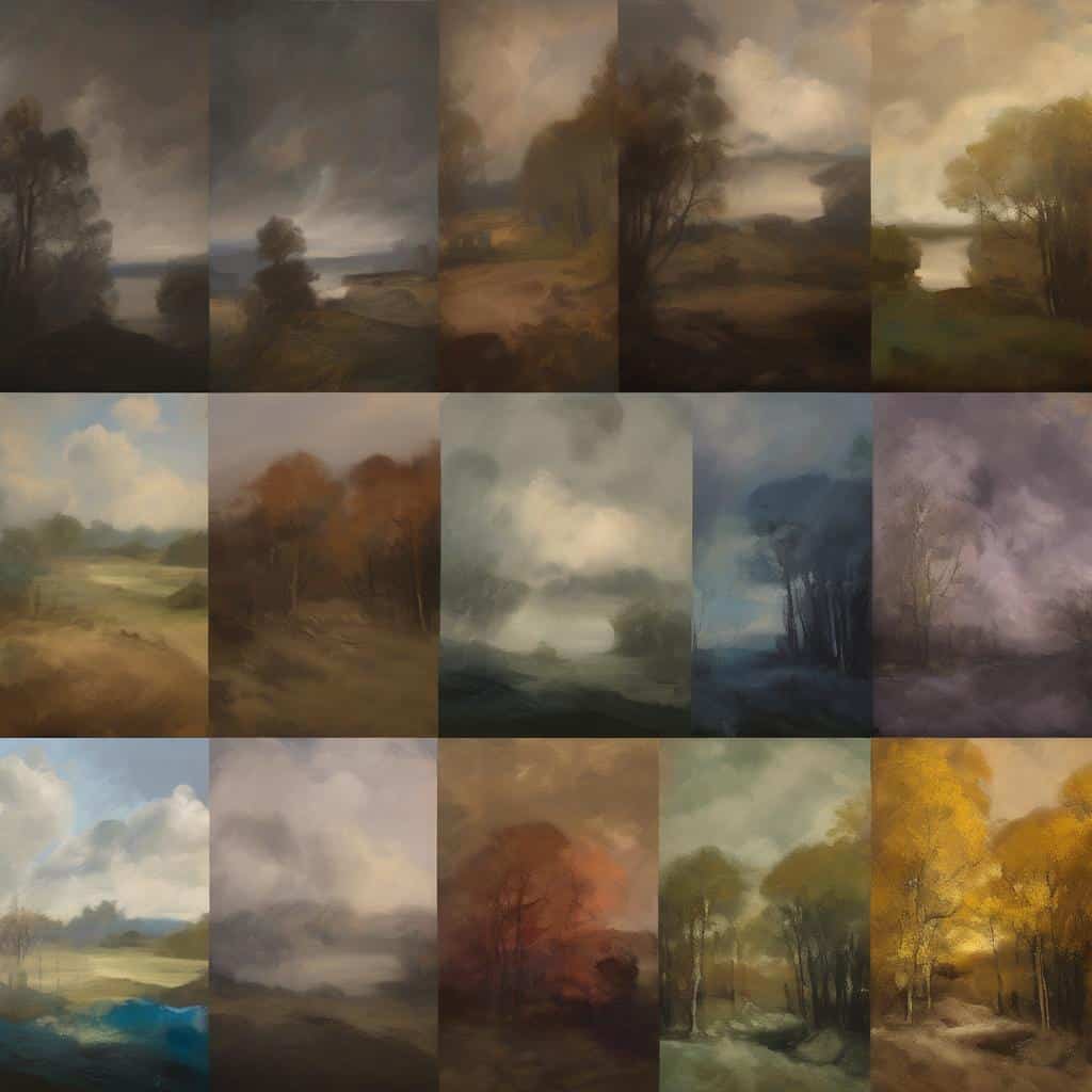 Ουρανοί και τοπία σε ελαιογραφίες, καλλιτεχνικές φωνές και δημιουργική έκφραση, φυσική ομορφιά και τοπίο ζωγραφικής, τέχνη και έκφραση.